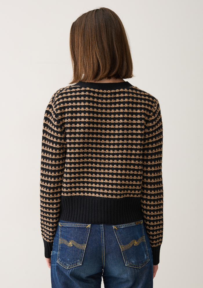 Black and Camel Tweed Cashmere Cardigan