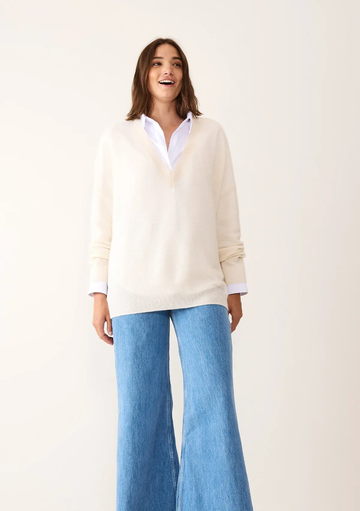 Relaxed Lofty V Neck Sweater