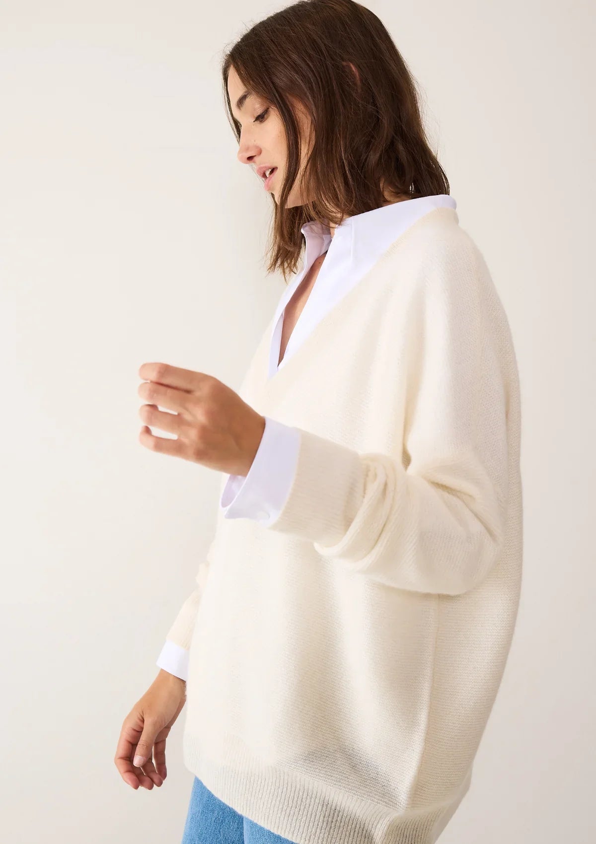 Relaxed Lofty V Neck Sweater