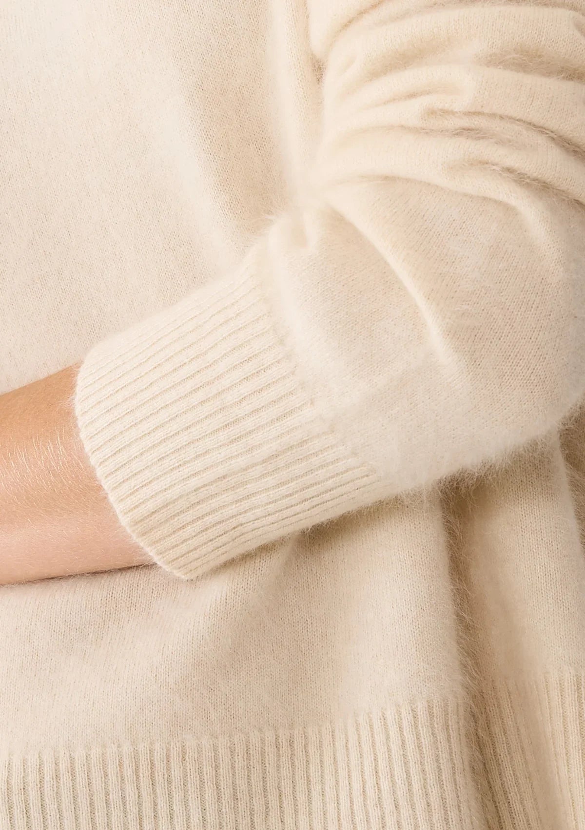 Brushed Cashmere Sweater | Porcelaine White