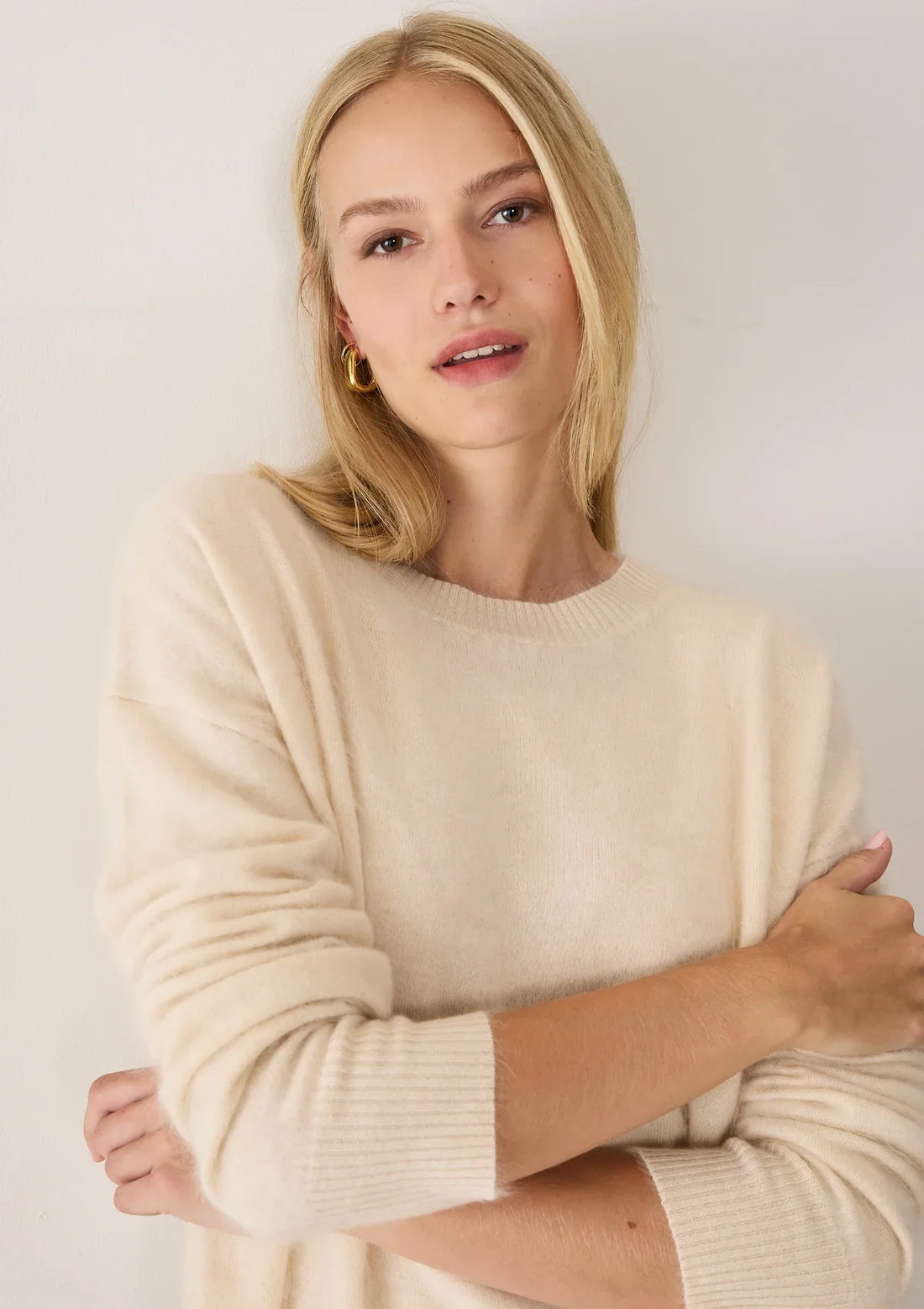 Brushed Cashmere Sweater | Porcelaine White