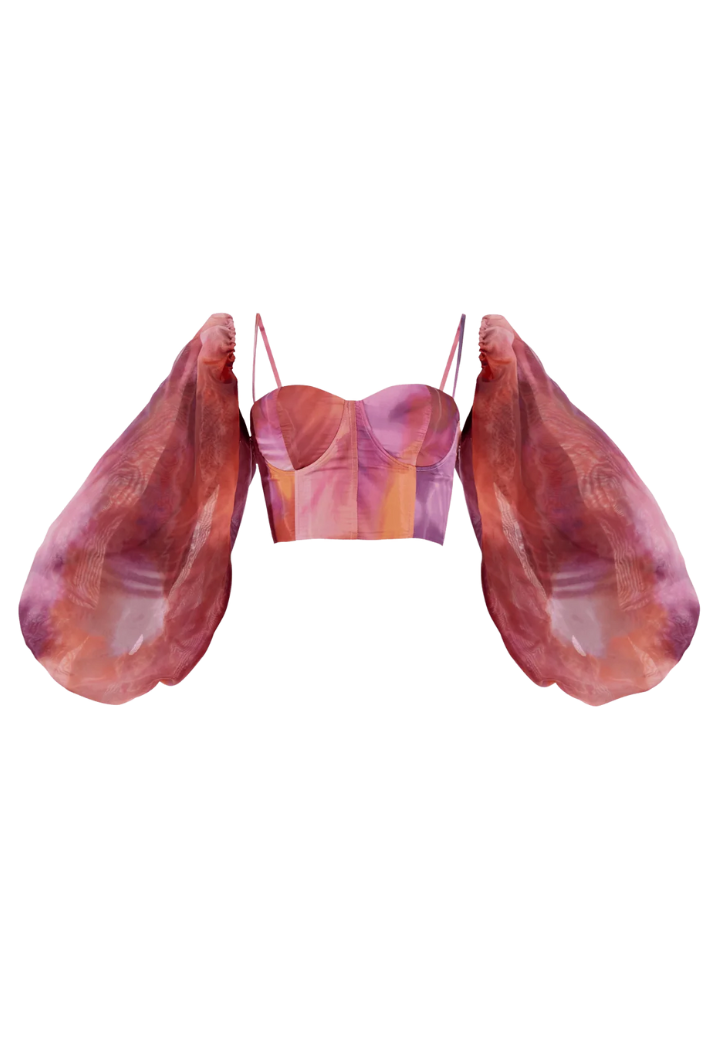 Kokos Statement Sleeve Crop Top | Dandi Print