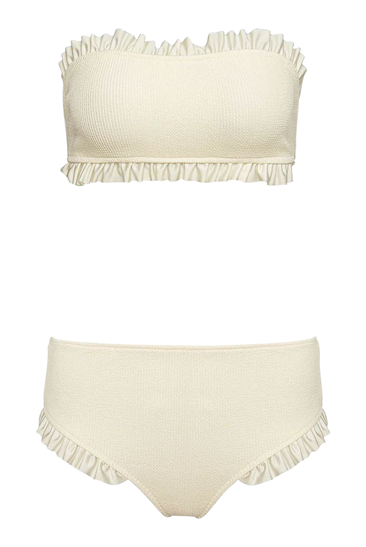 Kylie White Bandeau Scrunch Bikini