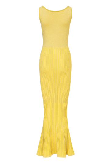 Yellow Metallic Knit Dress