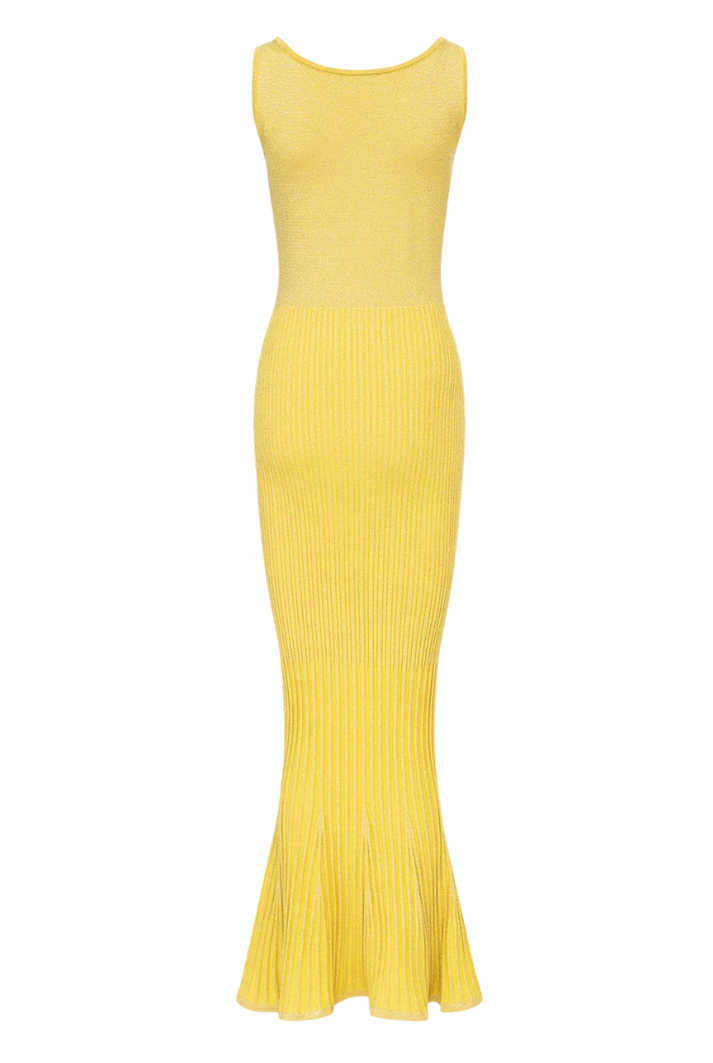 Yellow Metallic Knit Dress