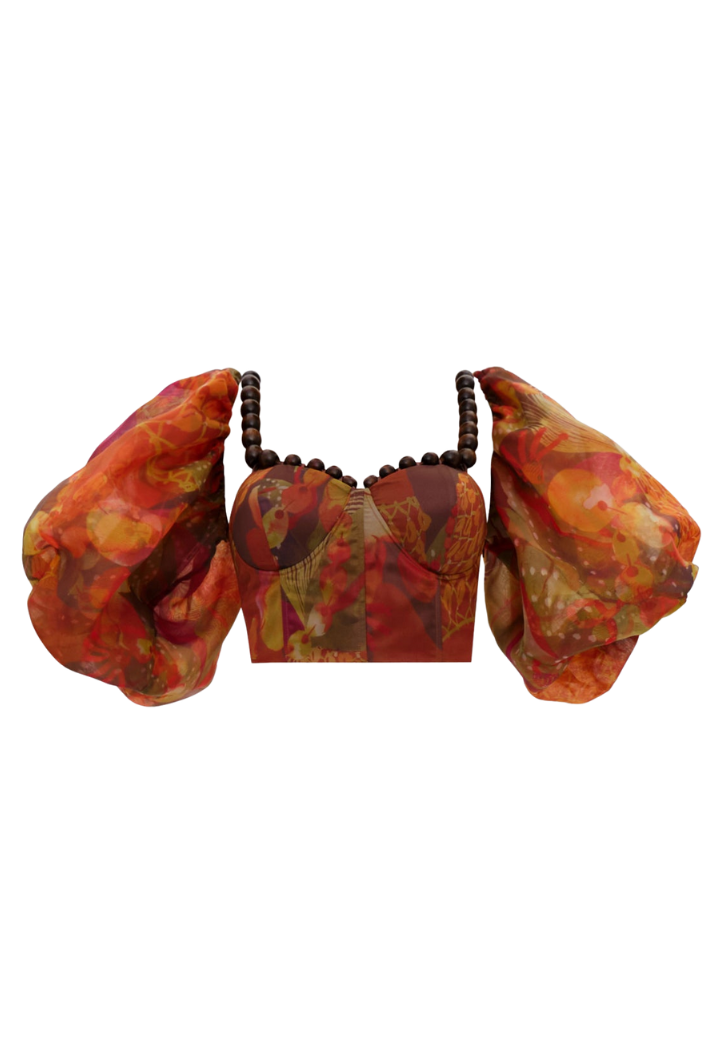 Omma Organza crop Top | Kola Print
