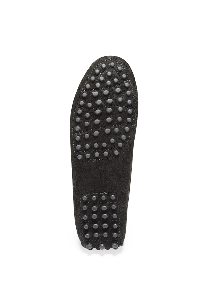 Women's Black Suede Penny Driving Loafers