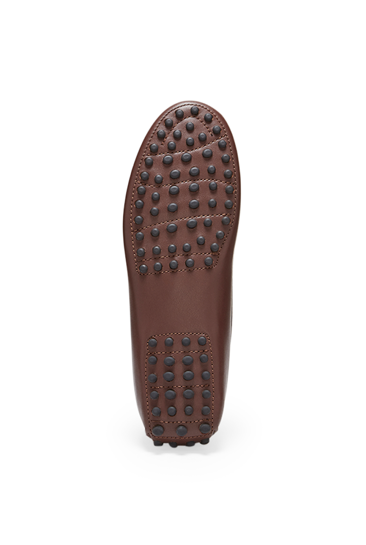 Women's Brown Leather Penny Driving Loafers