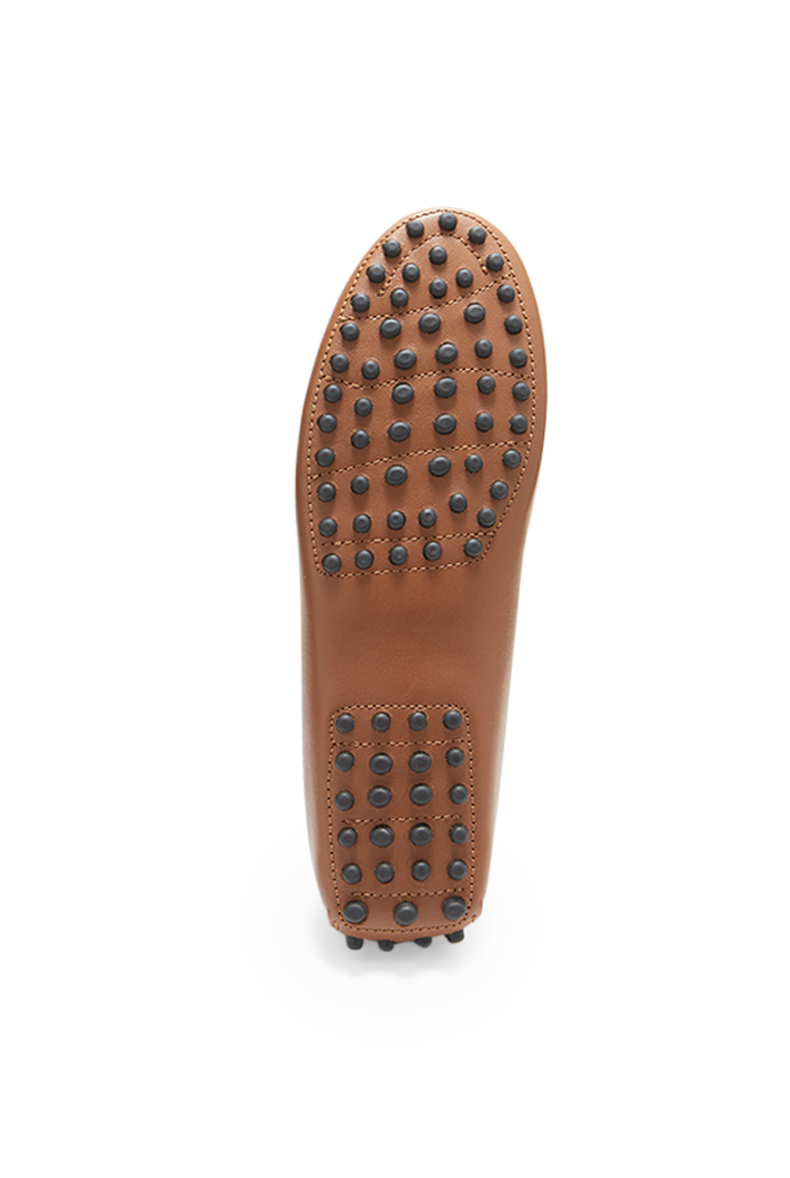 Women's Tan Leather Penny Driving Loafers