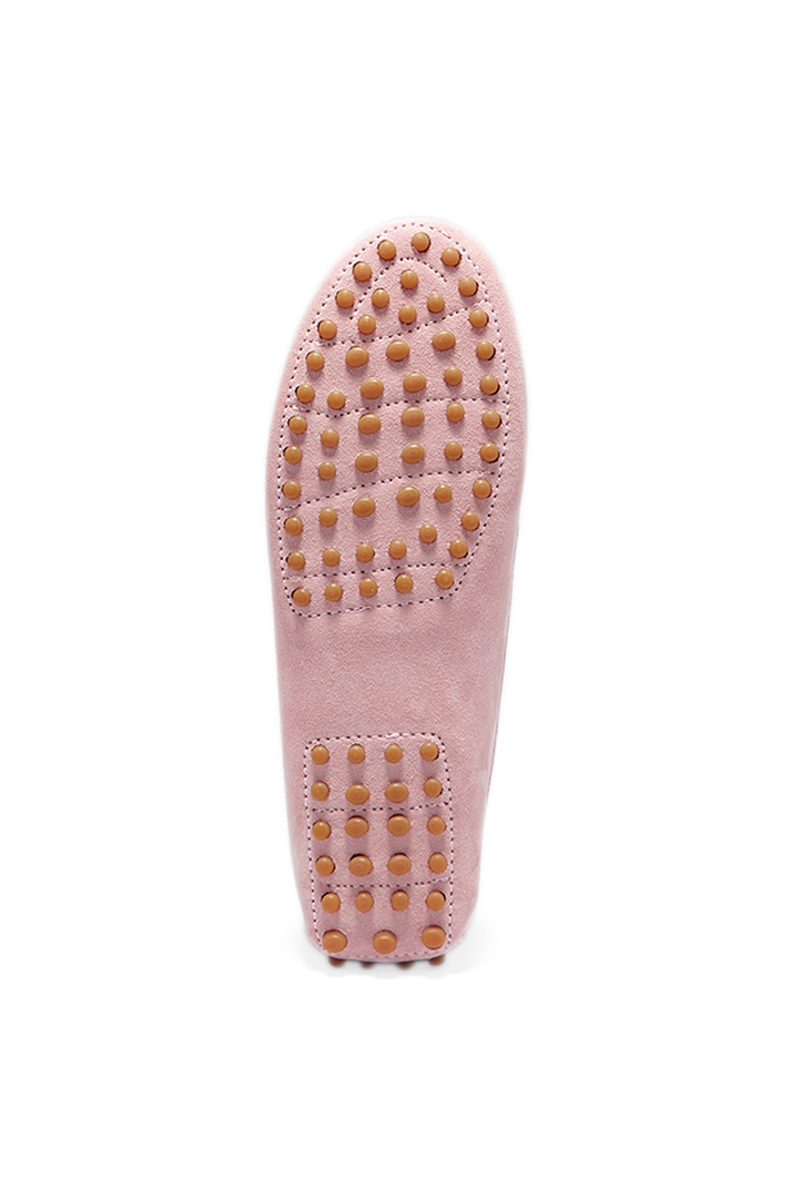 Women's Pink Suede Penny Driving Loafers