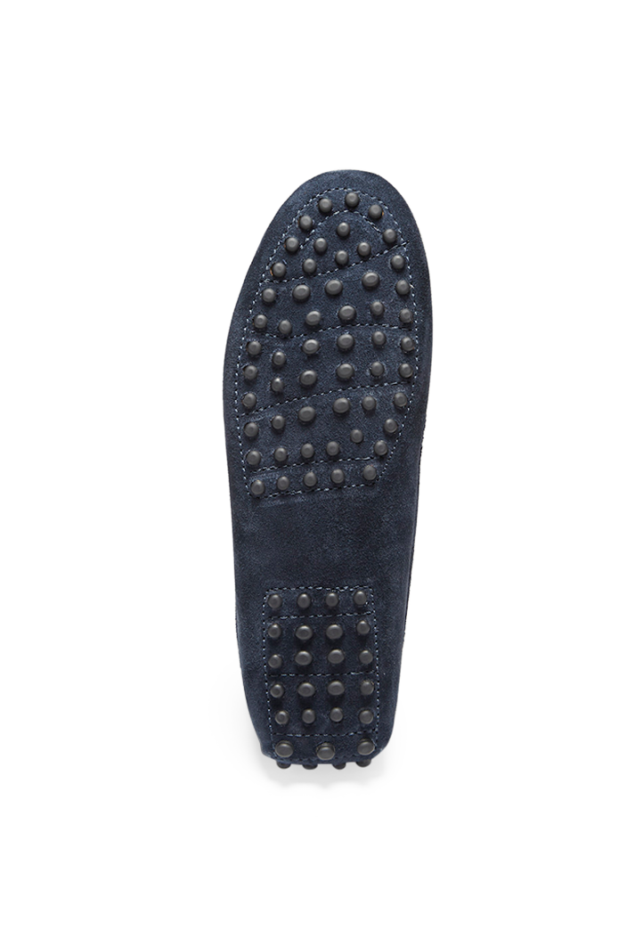 Women's Navy Suede Penny Driving Loafers