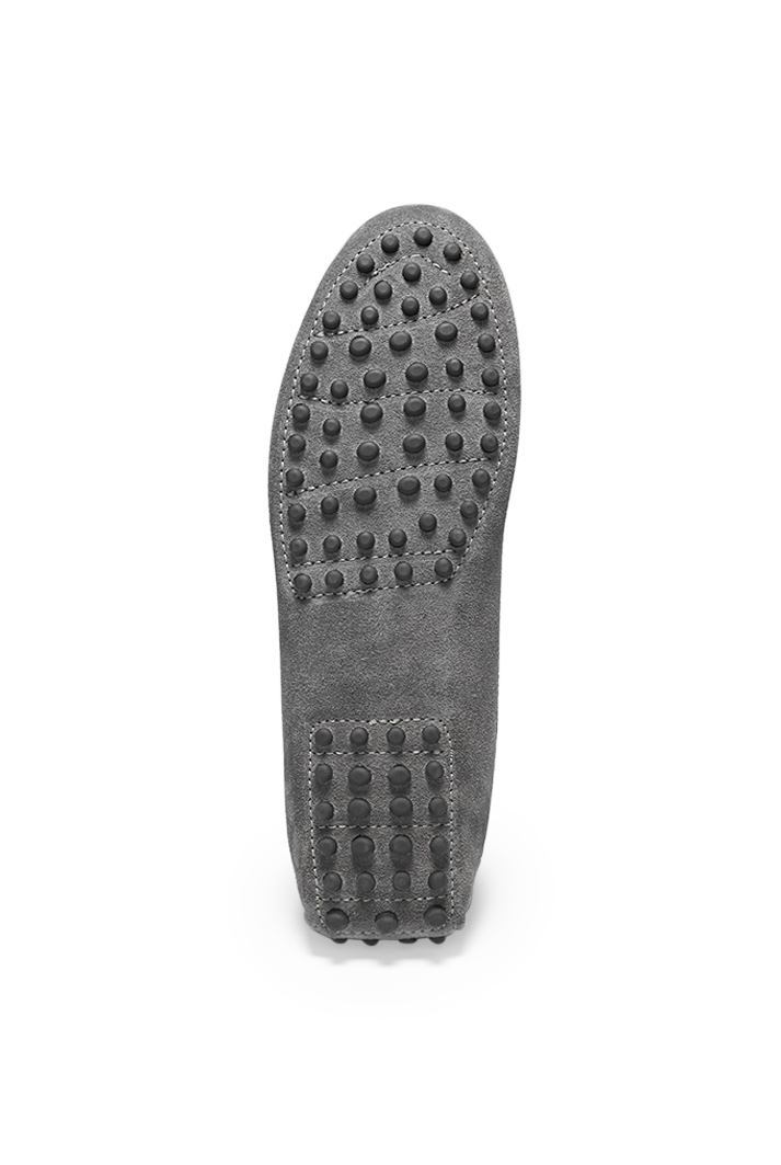 Women's Grey Suede Penny Driving Loafers