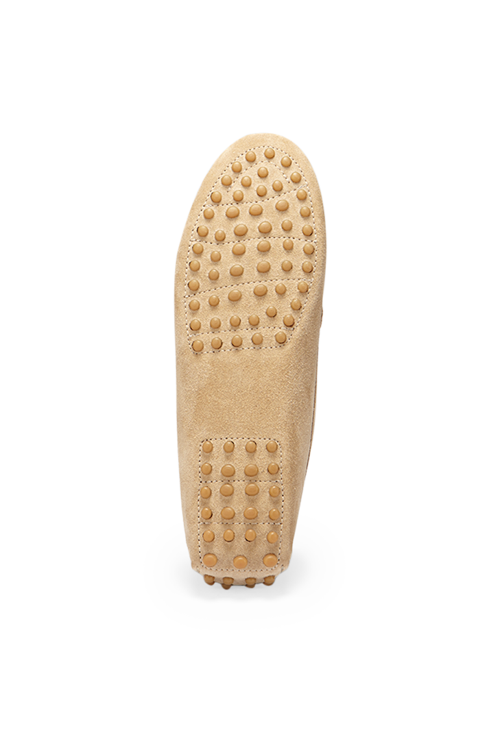 Women's Taupe Suede Penny Driving Loafers