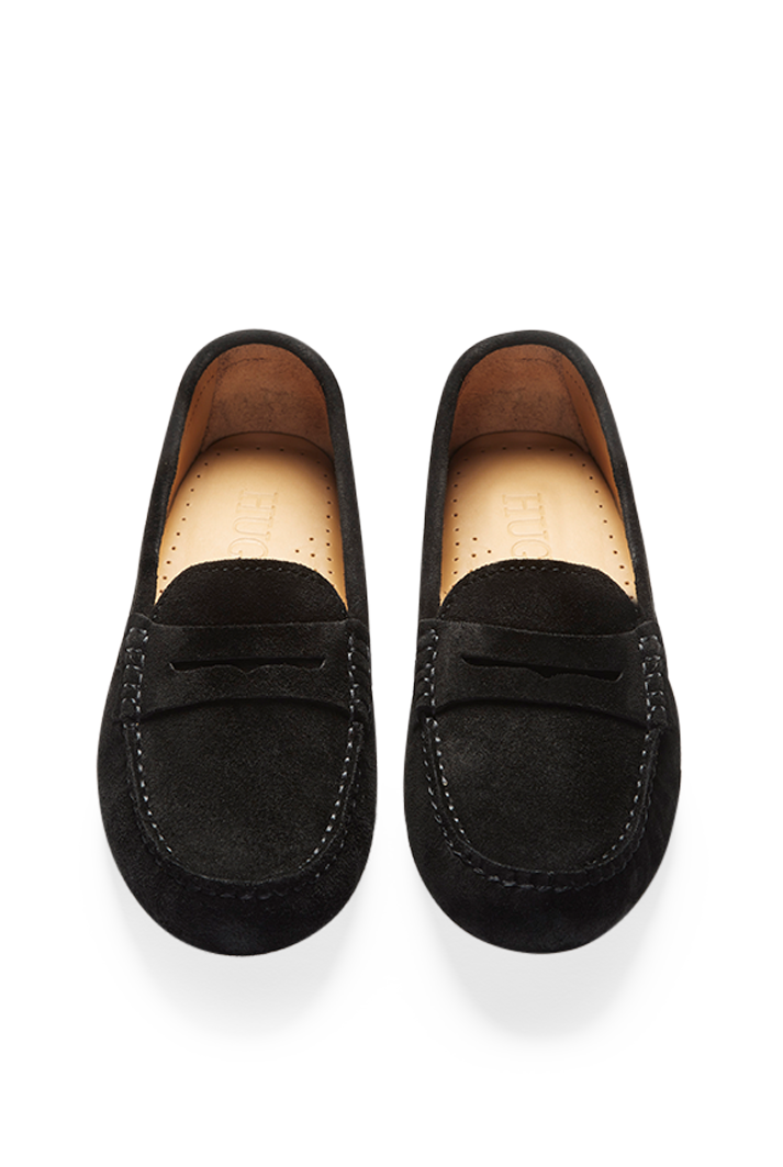 Women's Black Suede Penny Driving Loafers
