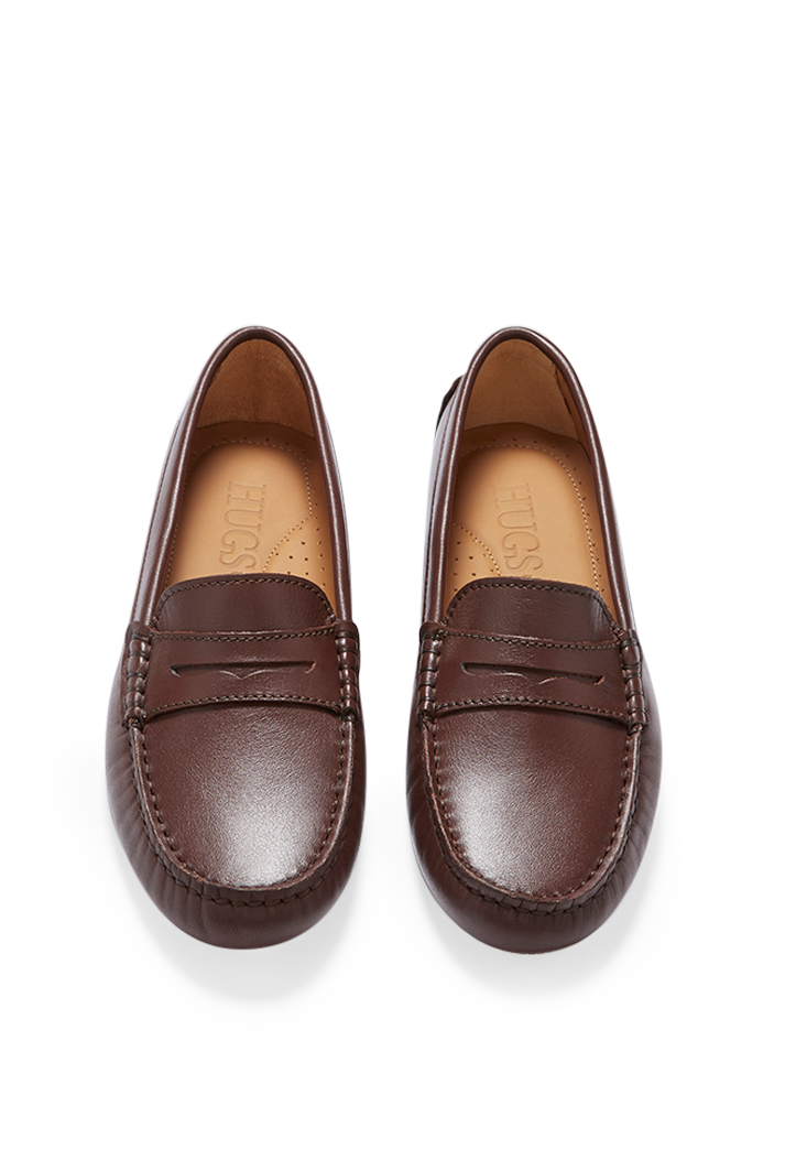 Women's Brown Leather Penny Driving Loafers