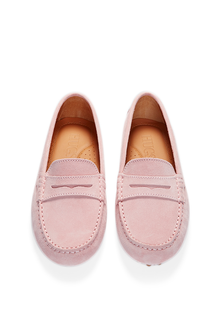 Women's Pink Suede Penny Driving Loafers