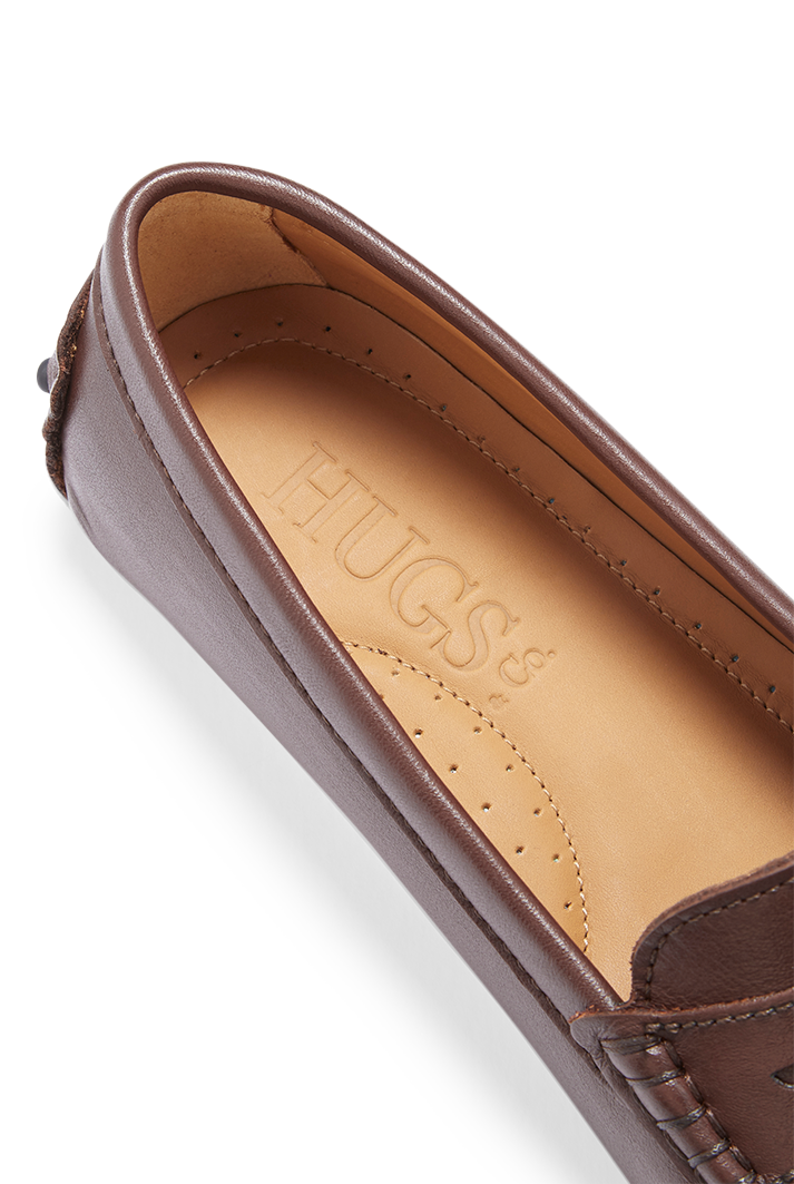 Women's Brown Leather Penny Driving Loafers