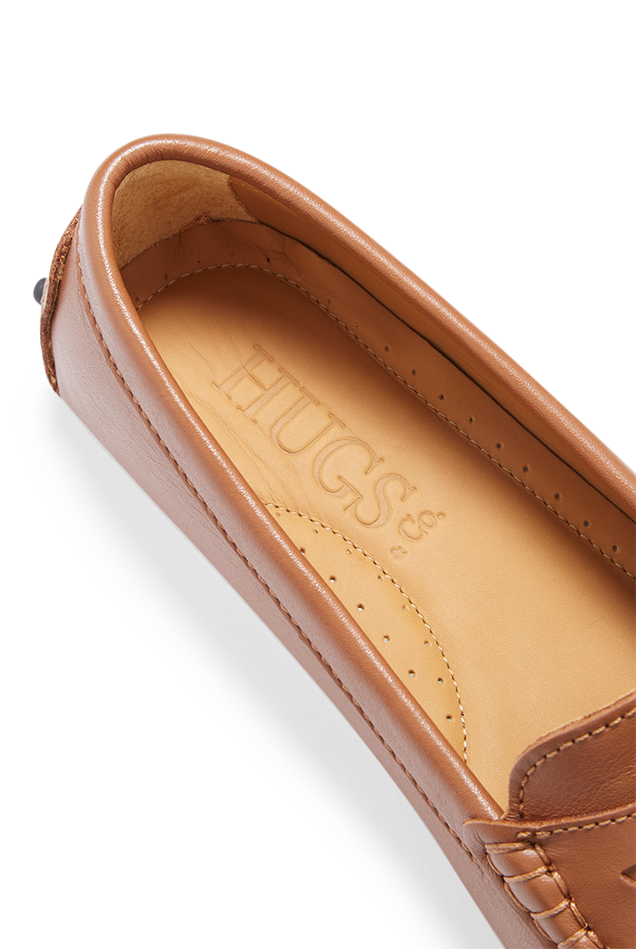 Women's Tan Leather Penny Driving Loafers
