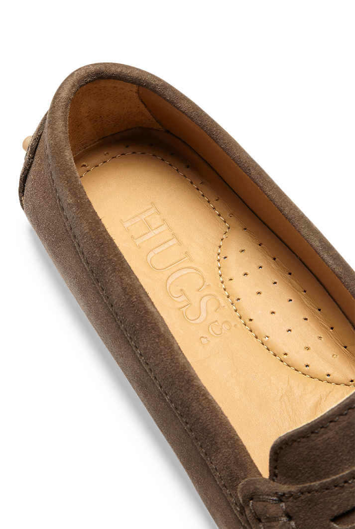 Women's Brown Suede Penny Driving Loafers