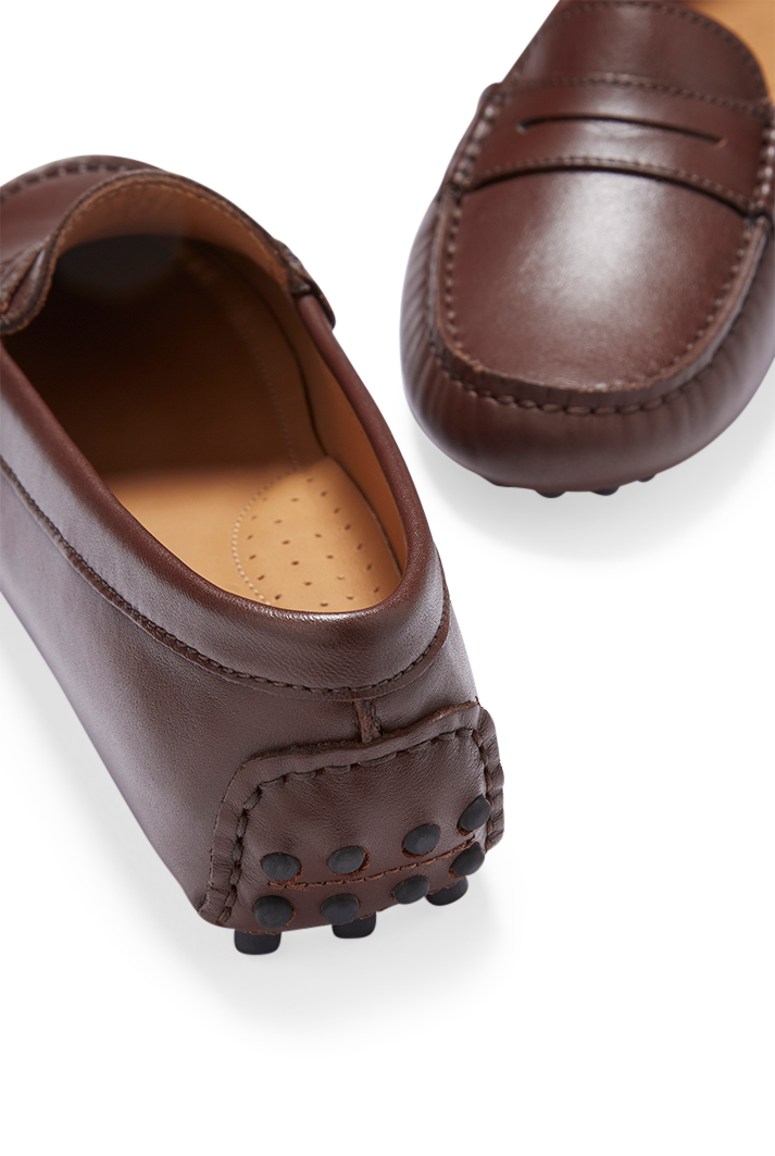 Women's Brown Leather Penny Driving Loafers
