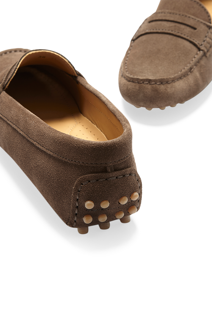 Women's Brown Suede Penny Driving Loafers
