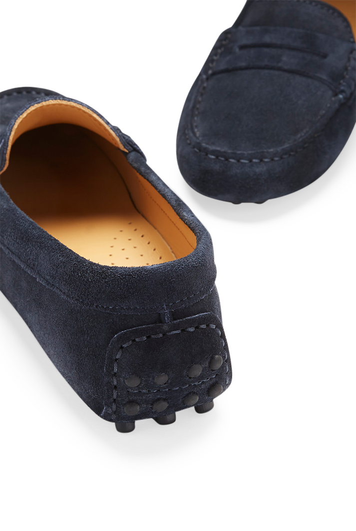 Women's Navy Suede Penny Driving Loafers