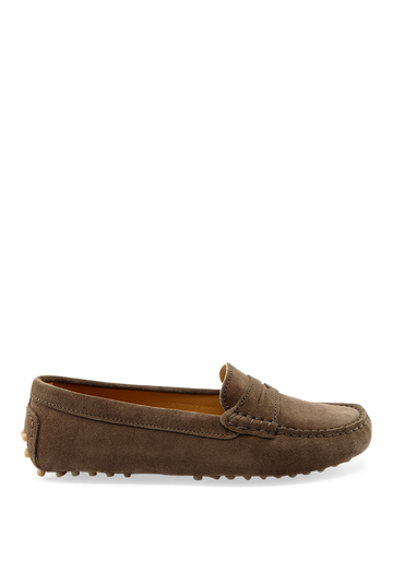 Women's Brown Suede Penny Driving Loafers