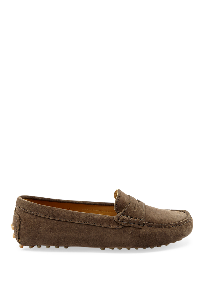 Women's Brown Suede Penny Driving Loafers