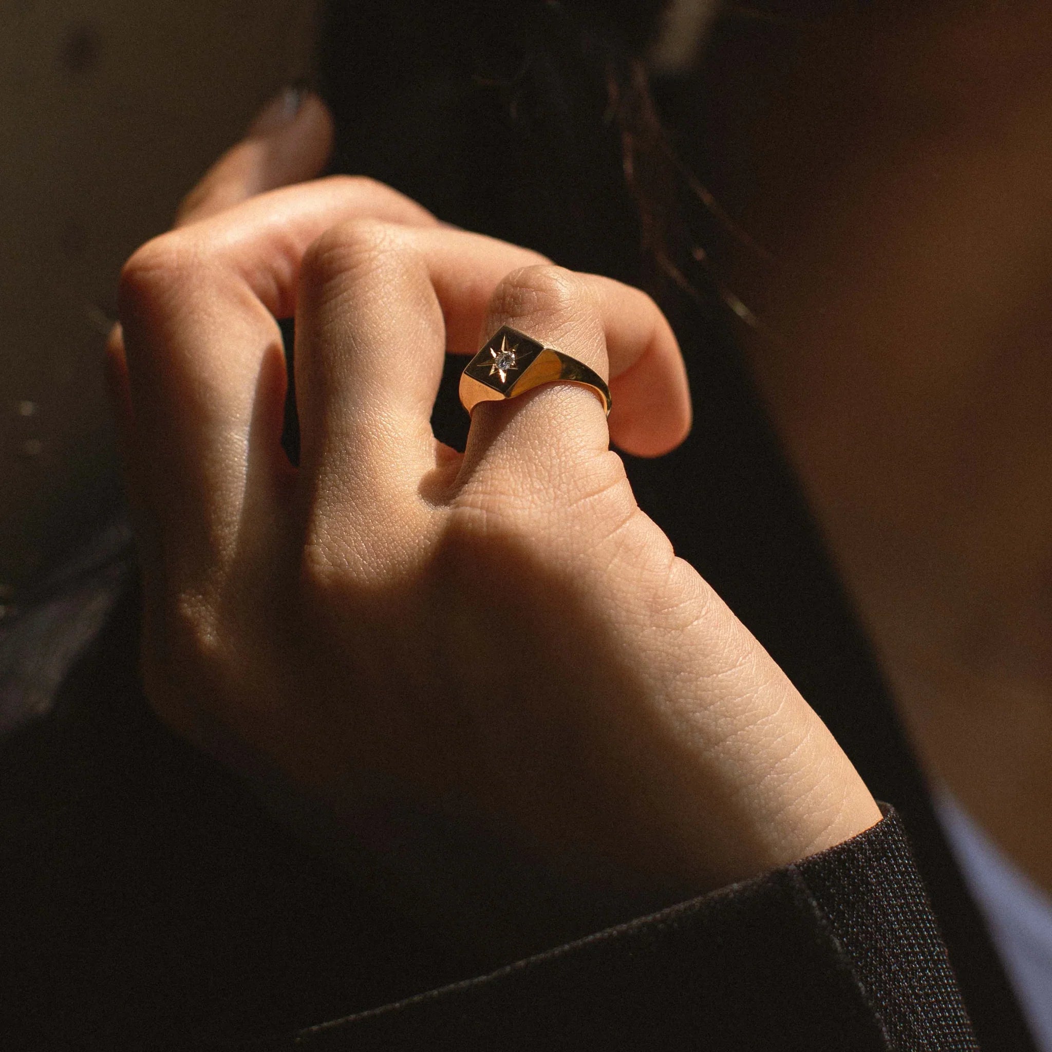 Rose Signet Ring in Sterling Silver