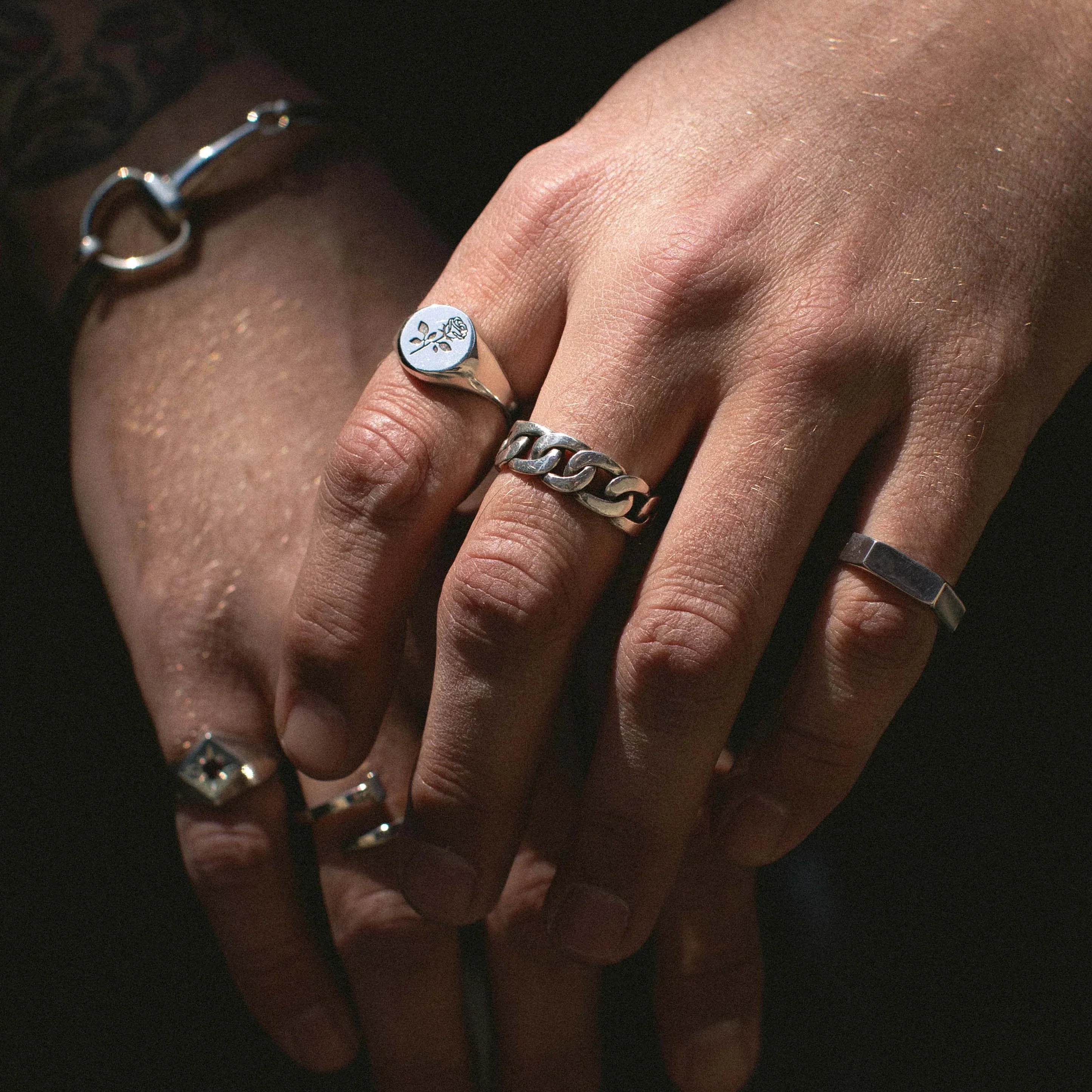 Rose Signet Ring in Sterling Silver