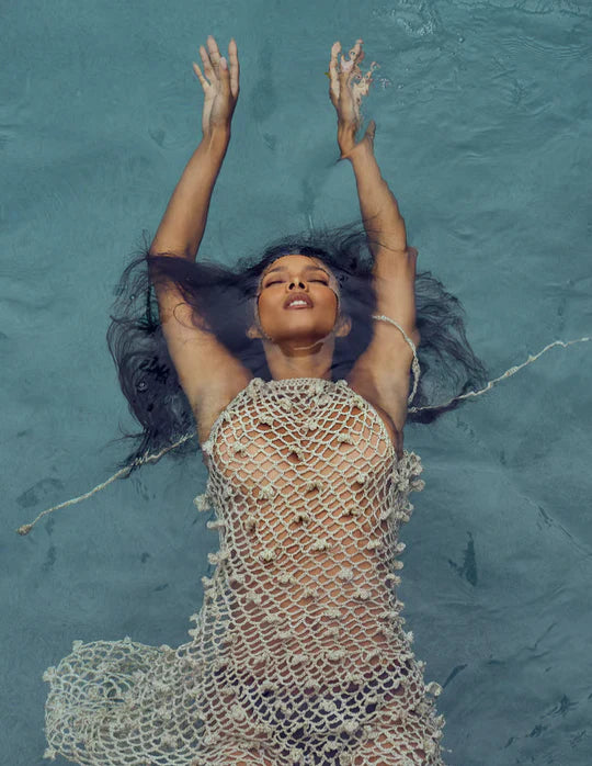 Metallic Crochet Maxi Dress