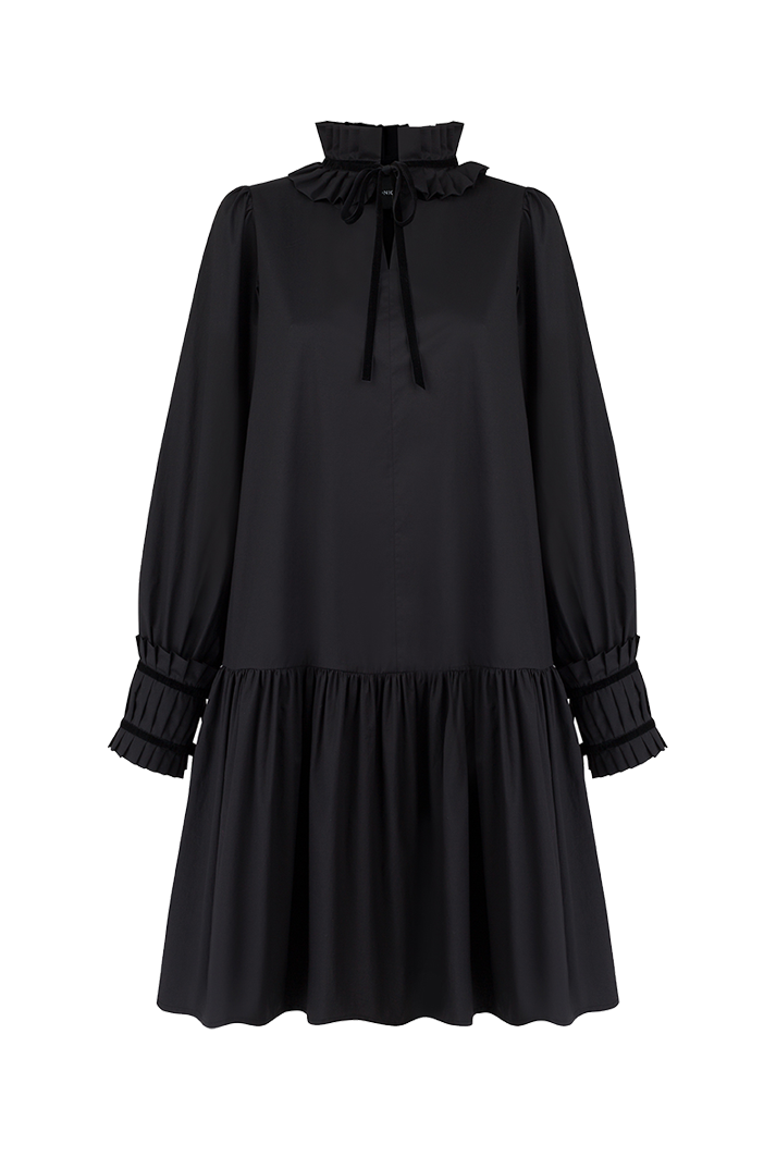Simone Black Cotton Dress