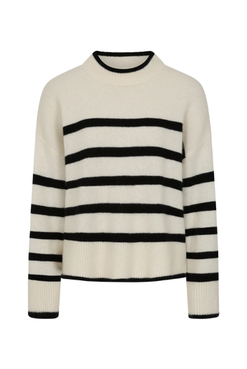 Chunky Cashmere Striped Sweater in Chalk White and Black