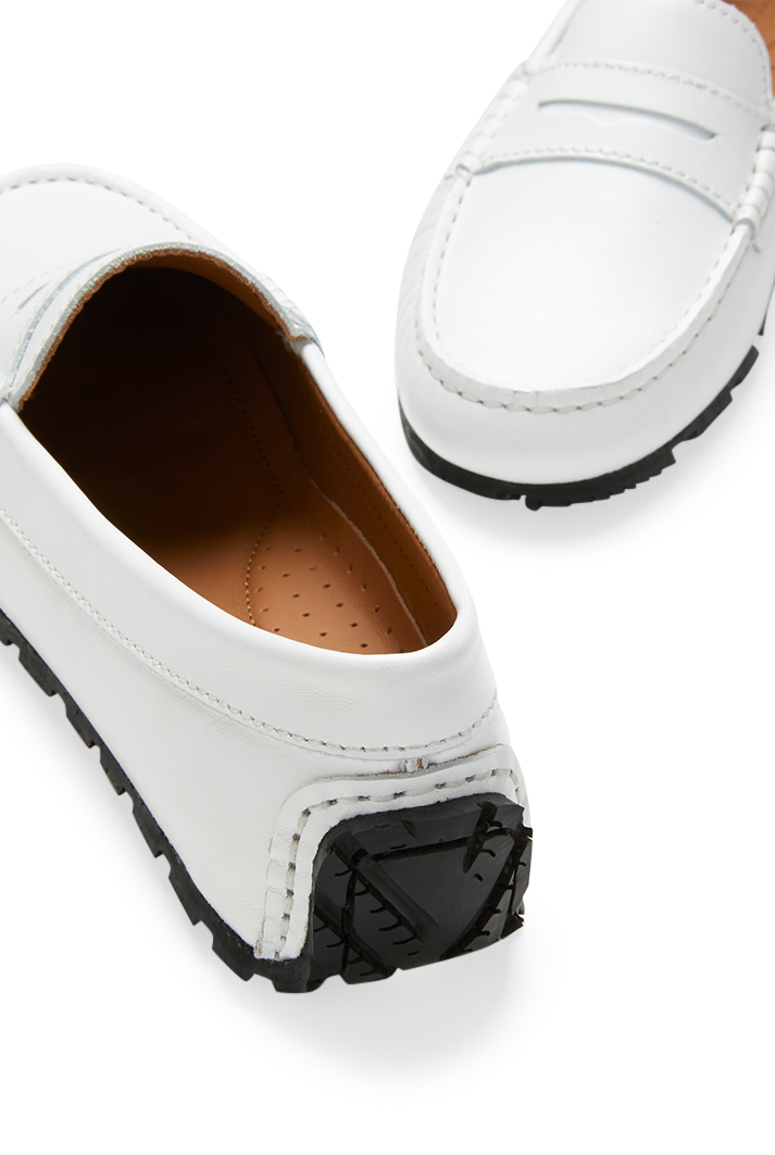 Women's Tyre Sole White Penny Loafers
