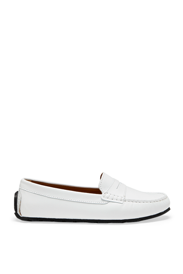 Women's Tyre Sole White Penny Loafers