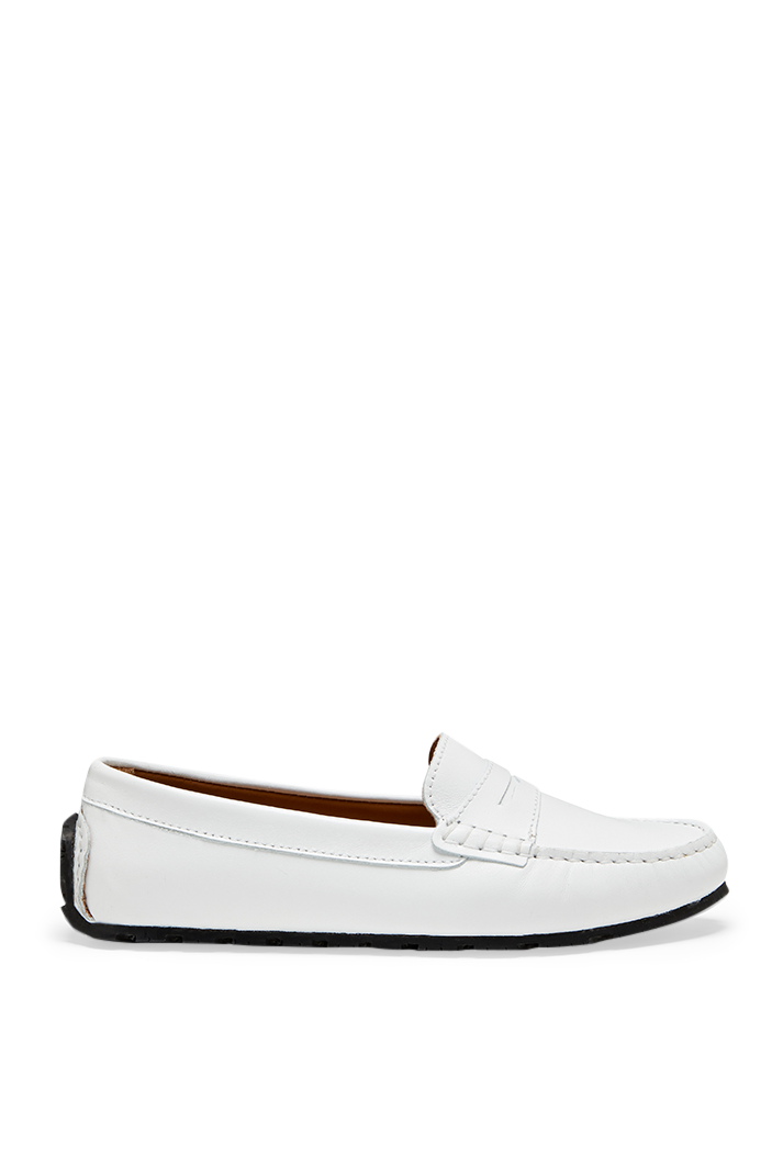Women's Tyre Sole White Penny Loafers
