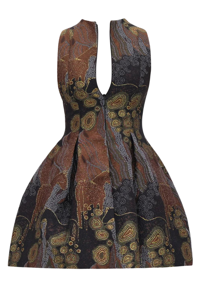 Venti Jacquard Dress | Kava