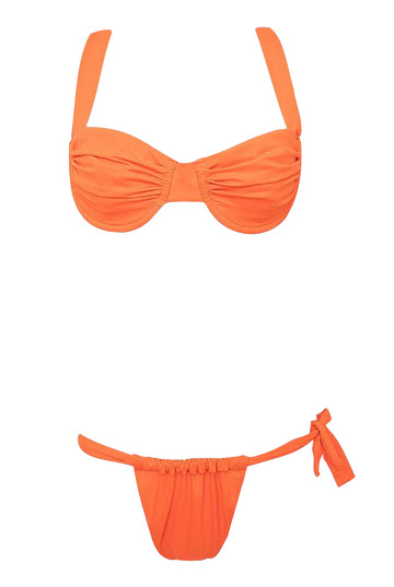 Anna Orange Ruched Low Rise Bikini