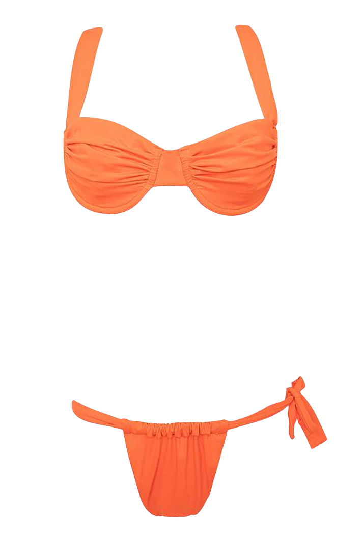 Anna Orange Ruched Low Rise Bikini