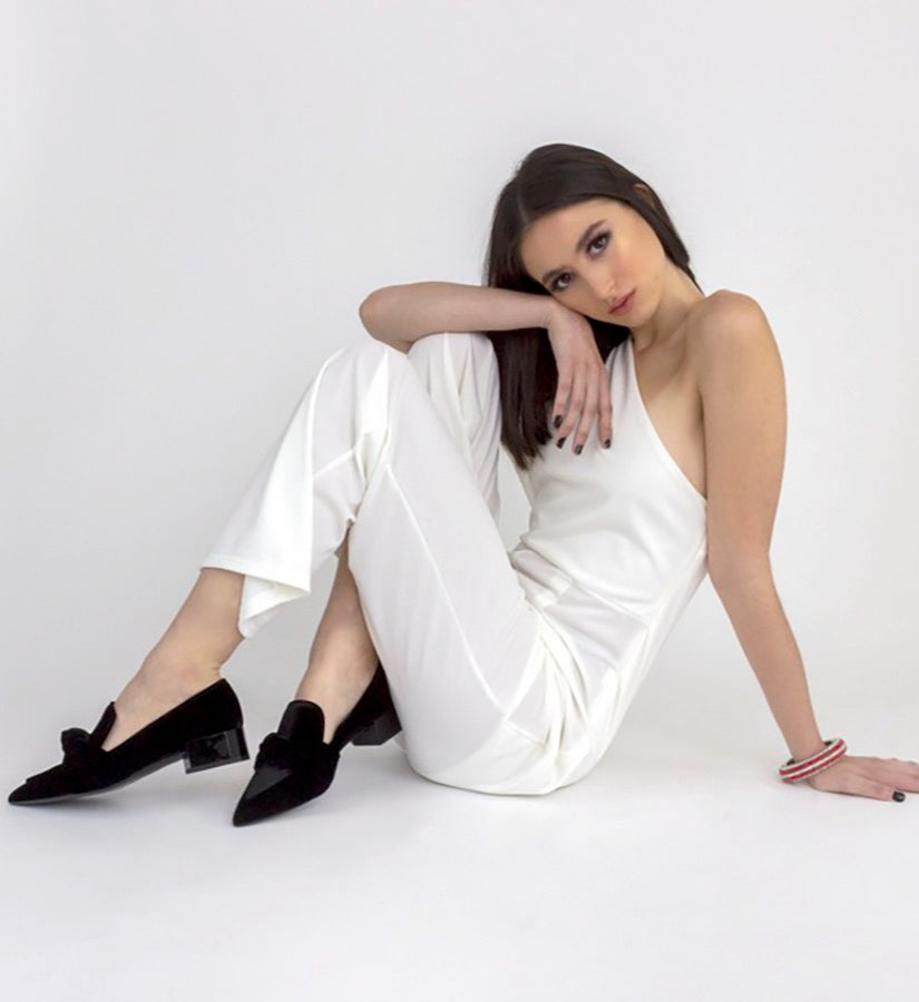 Athene Velvet Classic Slipper | Black