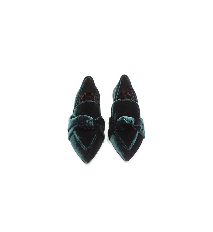 Athene Velvet Classic Slipper | Green