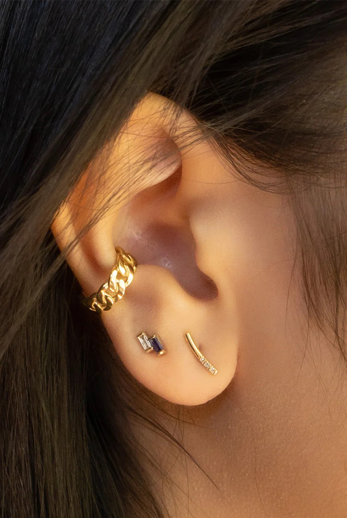 Gold Balance Curved Bar Earring