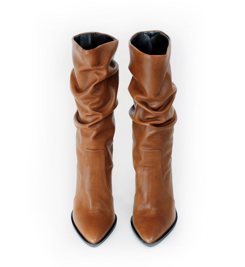 Demeter Slouchy Vegan Leather Boots | Brown