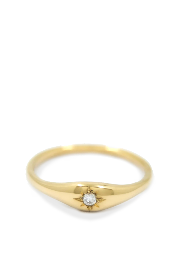 Gold Dome Ring with Diamond