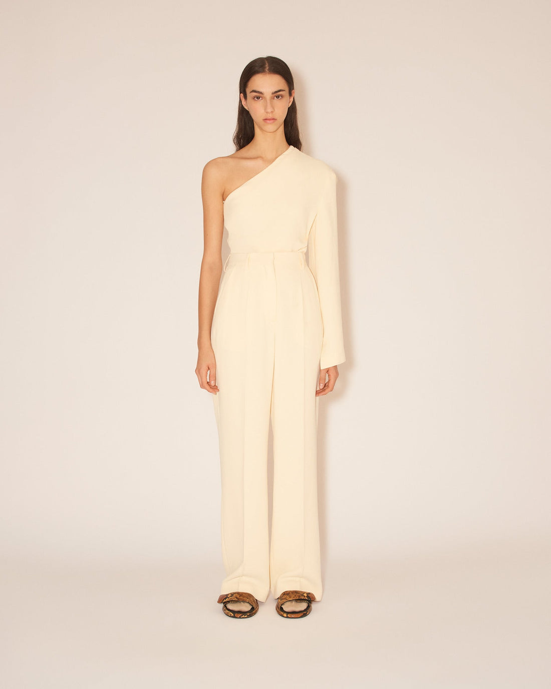 Laurine Asymmetric One Sleeve White Top