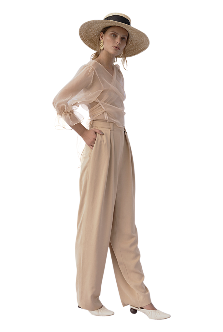 Ella Organza Puff Sleeve Top