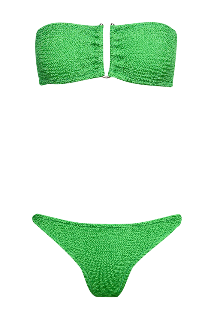 Frida Green Low Rise Bandeau Scrunch Bikini
