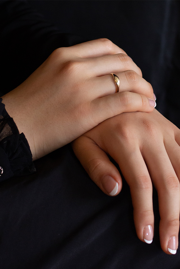 Gold Dome Ring with Diamond