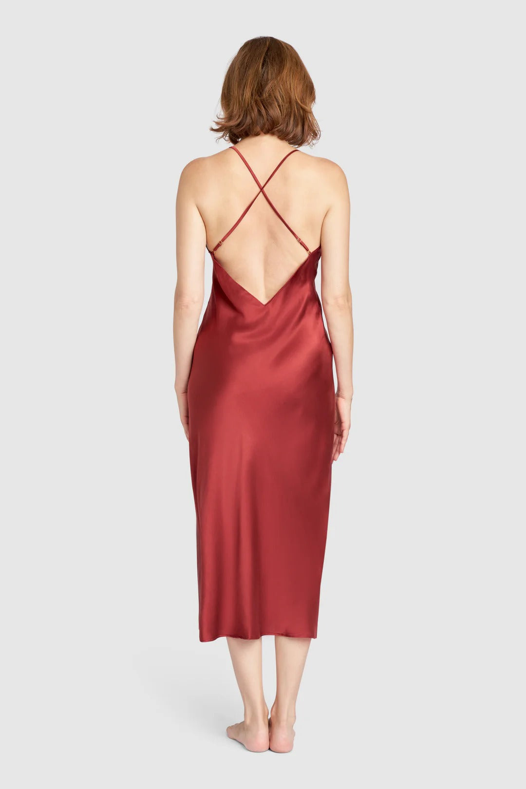 Organic Silk Slip Dress in Burgundy