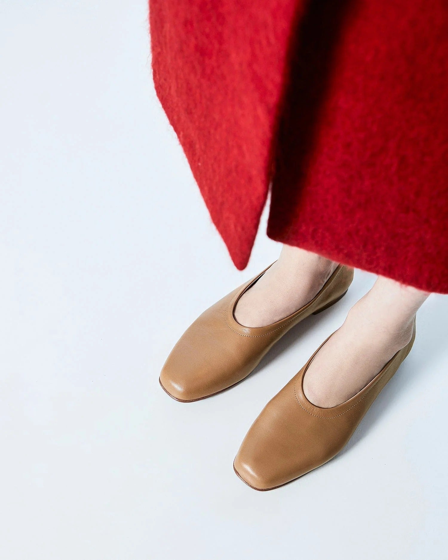 Leather Ballet Flats | Tan